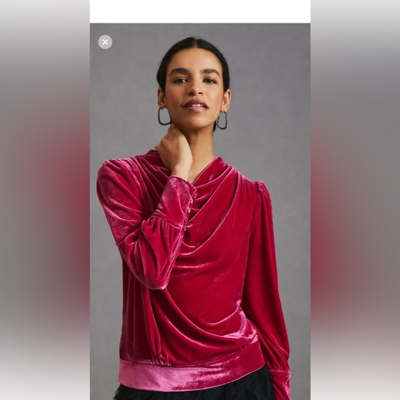 Anthropologie Tops - Anthropologie Pink Velvet Blouse
